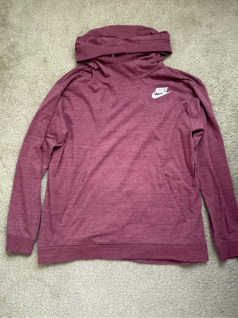 Nike Rally Funnel-Neck Hoodie in Burgundy (Size: M)